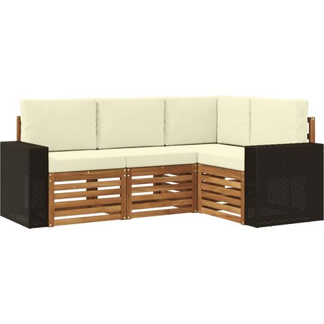 Sofagarnituren mit Kissen 4 pcs Massivholz Akazie vidaXL