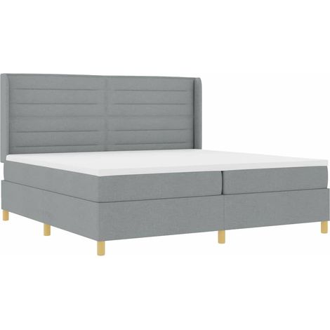 Maison Exclusive - Letto a molle con testiera Grigio chiaro 200 x 200 cm Tessuto (1/5)