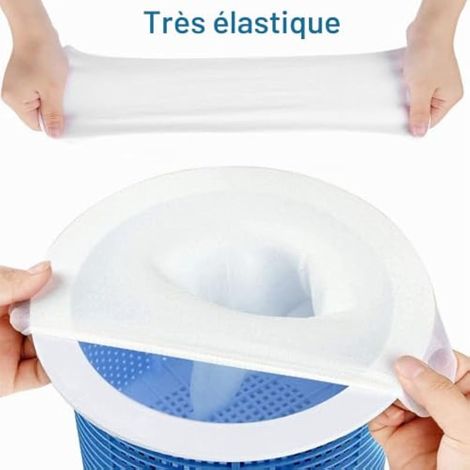 30 Filtre Skimmer de Piscine, Chaussettes de Skimmer pour Panier de Piscine, Chaussettes de Skimmer en Nylon Élastique pour Retenir les Feuilles et les Cheveux (Blanc) (1/3)