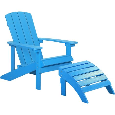 Silla de jardín azul de madera sintética con reposapiés resistente a la intemperie estilo moderno Adirondack (1/5)