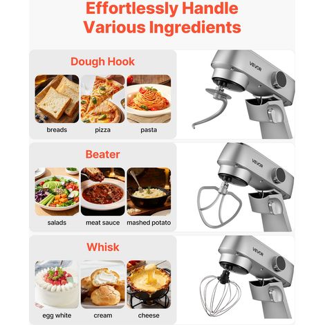Robot Pâtissier 7,4 L, Batteur sur Socle 1800 W, Mixeur à Pâte 10 Vitesses, Tête Inclinable, Bol en Inox, avec Crochet Pétrisseur,… (1/5)