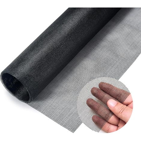 Moustiquaire en fibre de verre - Moustiquaire de remplacement ajustable pour fenêtres, portes et patios, barrière anti-insectes robuste 47 x 98 pouces, noire (1/5)