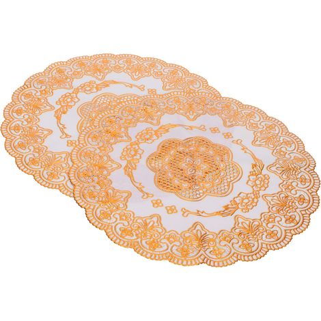 Lot, de 2 sets de table dorés de 30 x 30 cm pour table à manger, fournitures de fête de mariage (1/5)