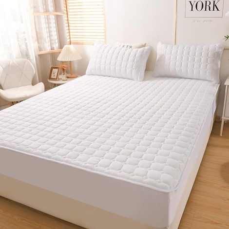 (Total) Wendou 2022, nouvelle housse de lit matelassée et épaisse, diffusion en direct, protège-matelas blanc tout inclus, 2 draps-housses simples 150200+30cm (1/5)