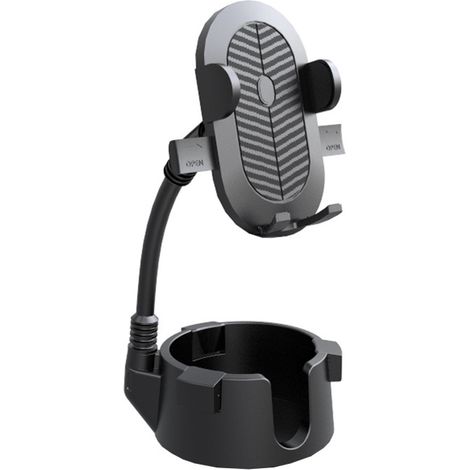Porte-gobelet de bureau - Support pour téléphone - Porte-gobelet 2 en 1 - Porte-gobelet de table - Support pour téléphone portable - Noir (1/5)