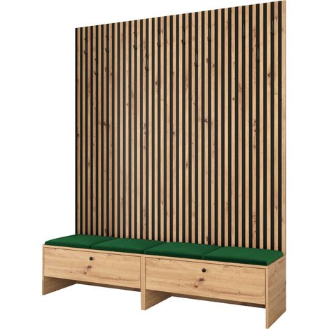 Meuble d'entrée Donio V, Chêne Artisan + Manila 35, 206x170x44cm, Tissu, Stratifié, À poser