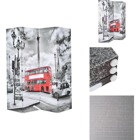 Cloison de séparation 160 x 170 cm Bus londonien Noir et blanc - Cloison De Séparation - Écran De Dressing - Paravent - Décoration Murale - Meuble Modulaire (1/5)