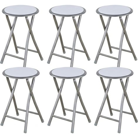 Set 6 Sgabelli  Bar Casa Cucina Moderni Metallo 30x30x45 cm bianco