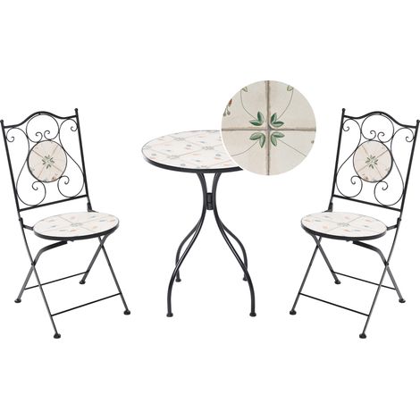 Conjunto de balcón de estilo hierro forjado plegable con azulejos de mosaico cerámico negro Carona