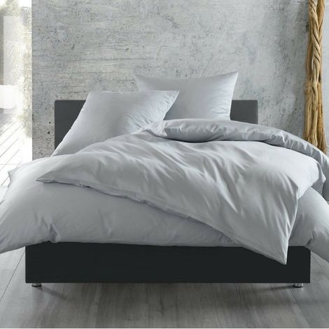 Housse de couette 2 personnes 180x200 cm Ranforce Lux gris clair (1/2)