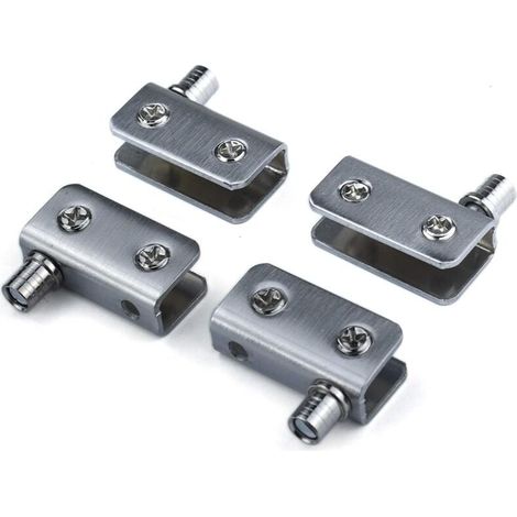 Pack of 4 glass door hinges, 90° pivot hinge, punch-free glass, stainless steel, suitable for 5-8 mm thick glass MUMU (1/4)