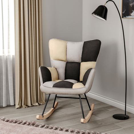 Modern Linen Upholstered Rocking Chair,Three Color