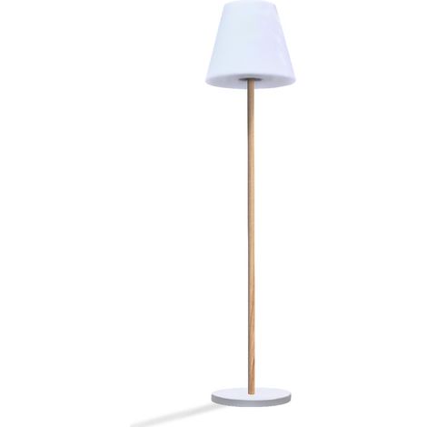 Lumisky – Lampadaire solaire LED Standy Wood 150cm – Éclairage modulable blanc chaud/froid – Abat-jour IP44 résistant aux UV – Autonomie 12h