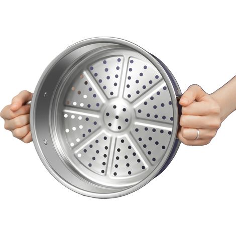 Cuit-vapeur, 5 niveaux, 32 cm de diamètre, capacité de 15 kg par niveau, compatible lave-vaisselle, acier inoxydable (1/5)