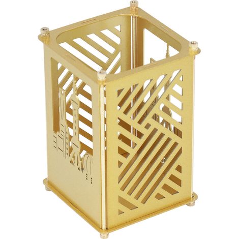 Porte-stylo en métal multifonctionnel, montage facile, finition dorée brillante, idéal pour le bureau, l'école et la maison. Inspiré du monument de Shanghai.