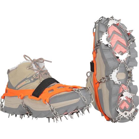 Crampons, 32 Dents Ice Traction Anti-Slip Snow Grips pour Bottes Chaussures pour la Marche, la randonnée, l'escalade, la pêche et l'alpinisme (1/5)