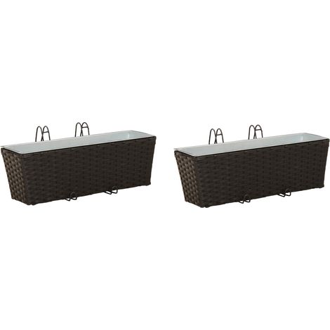 Barandilla 2 pcs Negro 50 x 17 x 17 cm Metal vidaXL