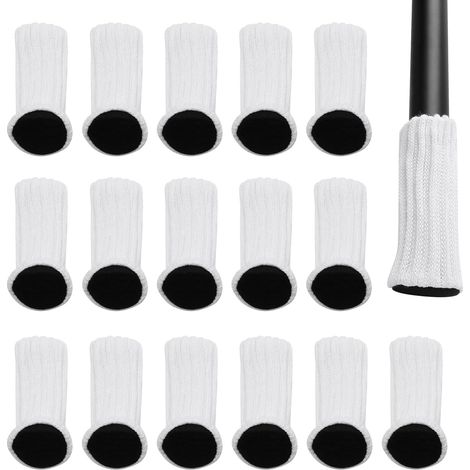 Lot de 16 chaussettes pour pieds de chaise avec coussinets en feutre - Double couche antidérapante - Pour la maison le bureau, la bibliothèque (blanc) (1/5)