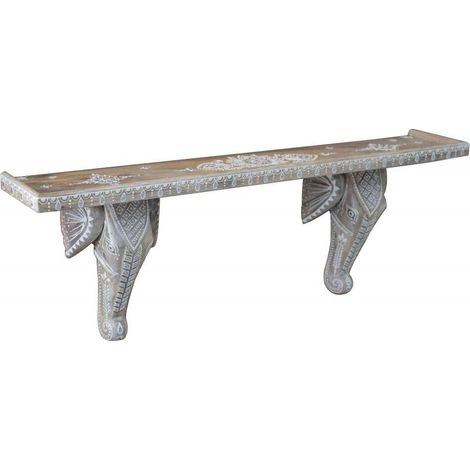 Etagère éléphant en bois blanc épuré et exotique - Blanc naturel éléphant (1/2)
