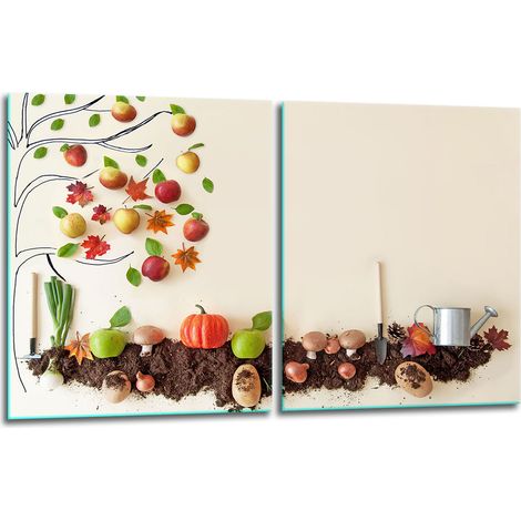 2 plaques de protection en verre pour cuisinière 40x52 Automne (1/5)