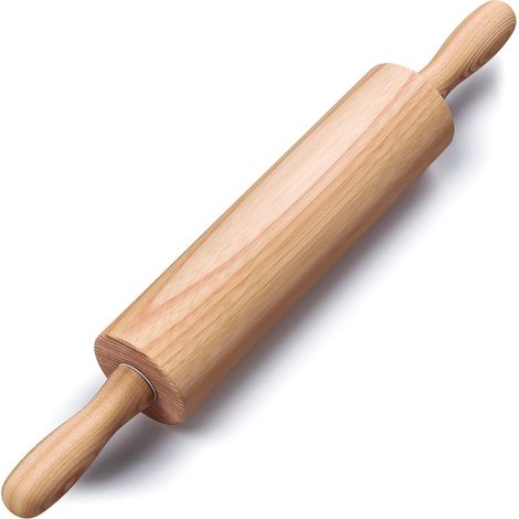 Mattarello classico in legno con manico, ideale per tutte le vostre preparazioni di pasticceria. (1/5)