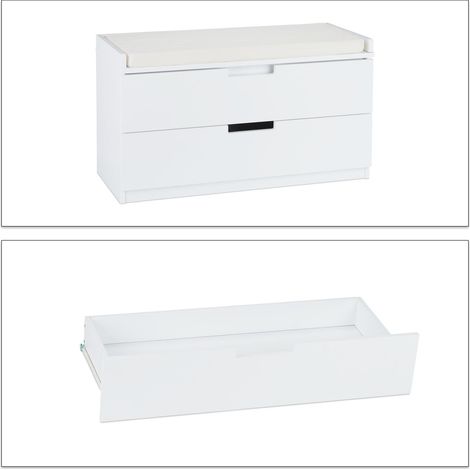 Panca comò moderna con imbottitura 120 x 40 x 45 cm ideale portaoggetti stile casa di campagna in legno bianco 130004703