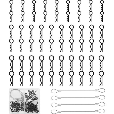 64pcs RC Body Clip, R - pin en Acier Inoxydable, goupille d'ouverture de Corps, goupille de Clip de Voiture RC, goupille de boîtier RC à l'échelle 1/8 1/10 1/16 Boîtier de Voiture à Distance (1/5)