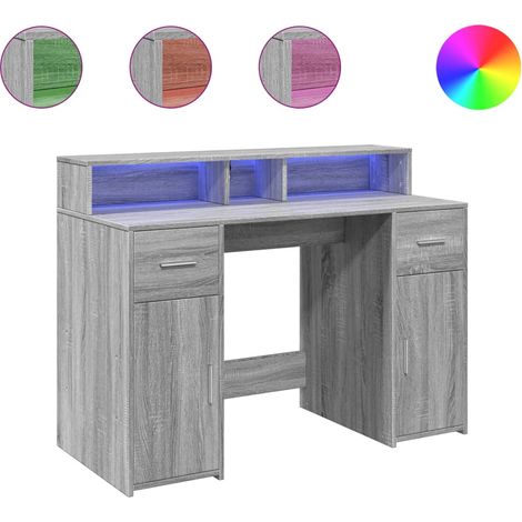 Maison Exclusive - LED-Schreibtisch Grau Sonoma 120x55x91 cm Holz