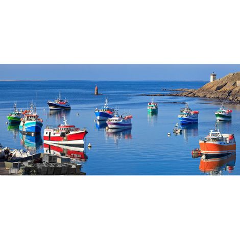Tableau sur verre synthétique port Breton 65x145 cm - Impression sur Verre synthétique - Image HD  imprimée sur Verre synthétique - Tableau mural décoratif - Fabriqué en France