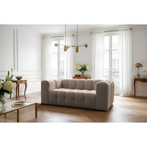 Sofa Designersofa SOLVIE 2-Sitzer in Stoff Tiffani Taupe