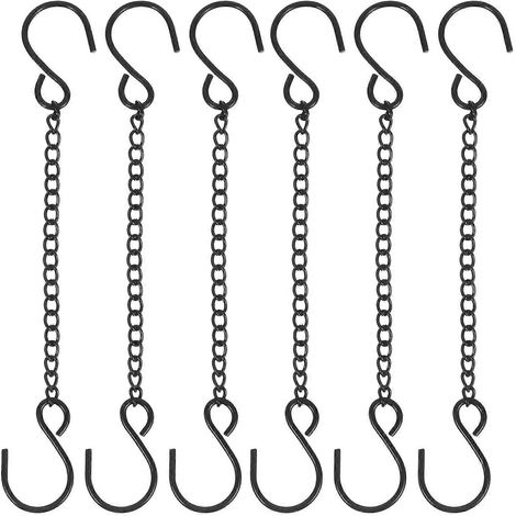Lot de 6 chaînes de suspension en fer avec crochet, idéales pour suspendre pots de fleurs, mangeoires à oiseaux, lanternes et autres objets décoratifs, en intérieur comme en extérieur. (1/3)