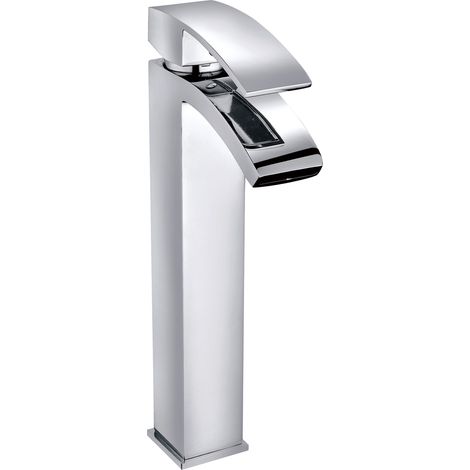 Tall Modern Counter Top Basin Mixer Tap Bathroom Sink Faucet Chrome (1/3)