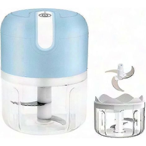 Mini hachoir à ail électrique portable - Robot culinaire et mixeur sans fil  Rechargeable par USB, étanche, bleu, multifonction - Solution de découpe pour la cuisine (1/5)