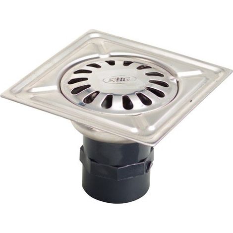 Vidange Inox 125x125 mm. douille de 40 mm.