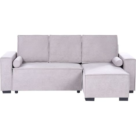 Moderno divano letto a 3 posti angolare sinistro con braccioli contenitori reversibili grigio Edane (1/5)