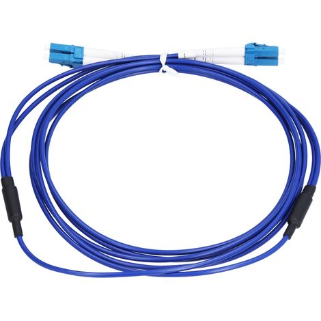 Cordon de brassage à fibre optique, cordon de brassage blindé, câble à fibre optique monomode à 2 conducteurs, LC/UPC-LC/UPC, bleu, 3 mètres. (1/5)
