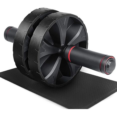 1 Roue Abdominale, Double Roue Convertible, Tapis Genoux TPE, Poignées Mousse, Mode Simple Double, Fitness Maison Salle (1/5)