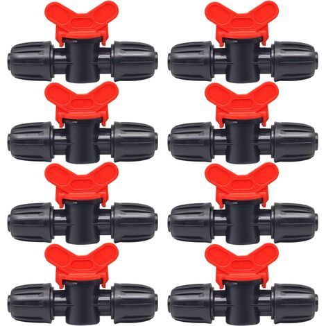 10 Pièces Vanne Commutation d'Irrigation, Irrigation Pipe Valve Switch, Robinet Jardin en Plastique PE, Robinet Barbelé Double Mâle, pour L'irrigation des Pelouses de Jardin, pour 16mm Tuyau (1/5)