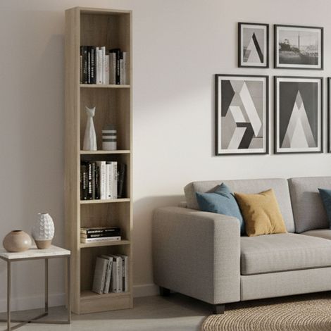 Dmora Librería con cinco compartimentos, color roble, 40 x 203 x 27 cm, con embalaje reforzado (1/5)