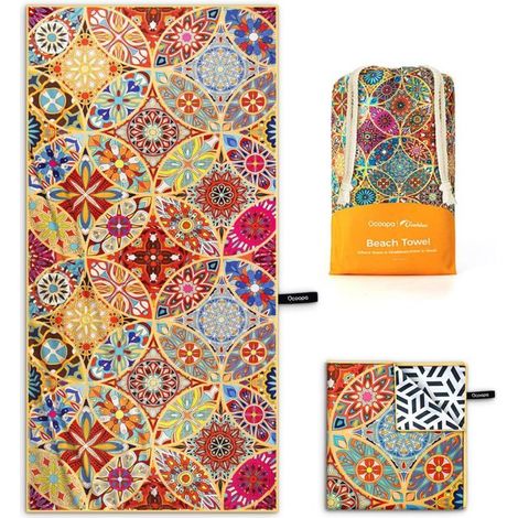 Serviette de plage unisexe en microfibre OCOOPA, grande taille (160 x 80 cm), séchage rapide, en microfibre résistante au sable, (1/5)