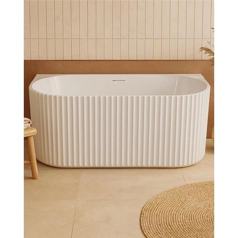 Vasca 170x80 Jeorgia a parete in acrilico cannettato bianco lucido (1/5)