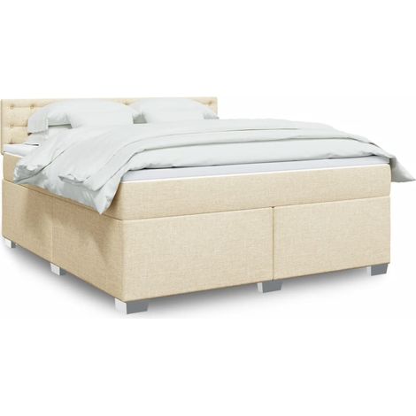 Boxspringbett mit Matratze Creme 180x200 cm Stoff (1/5)