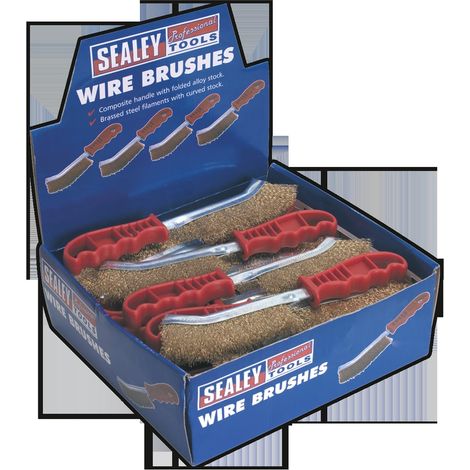 Sealey Brassed Steel Wire Brush with Plastic Handle - Display Box of 24 WB05DB24