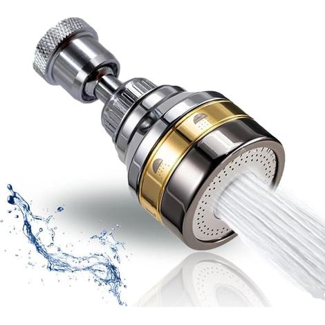 Rallonge de robinet pivotante, 3 positions, angle de rotation de 360°, chromée, pour cuisine, jardin, salle de bain (1/5)
