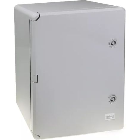 Coffret mural haute-résistance boîtier 400 x 300 x 170 - Porte pleine / Serrure triangle / Plaque montage / IP65 / ABS (1/5)