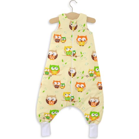 Saco de dormir para bebé con piernas, de algodón, aislante, talla L (9-24 meses), TOG 2.5 - búhos color crema (1/4)