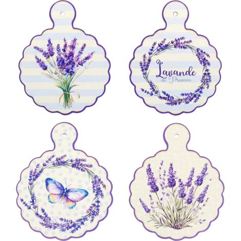 Set de 4 salvamanteles de cerámica festoneados lavanda 23 cm (1/2)