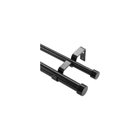 Tringle a Rideau Double Barre a Rideau Extensible 183-366 cm avec Embouts Capuchons Robuste en Fer Charge 13,6 kg pour Accroche Rideau Occultant et Voilage Fenetre Salon Salle de Bain Chambre (1/5)