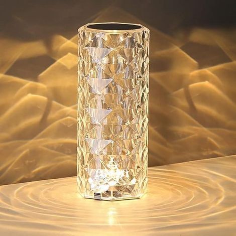 1 Lampada da tavolo portatile in cristallo con controllo touch a 3 colori, LED, ricaricabile, luce notturna, lampada da comodino e da scrivania. (1/5)