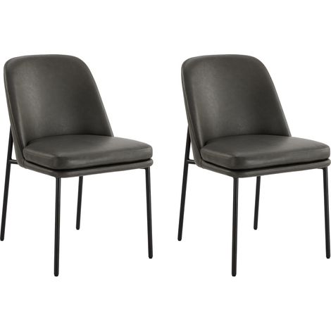 CHITA Polsterstuhl 2er Set ergonomisch mit Rückenlehne, Kunstleder, Metallgestell, Esszimmerstuhl, Bürostuhl, Küchenstuhl, 4-Fuß-Stuhl